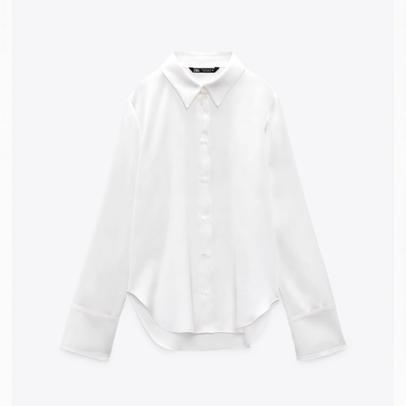 ZARA SATIN EFFECT SHIRT WHITE NWT - Picture 1 of 6